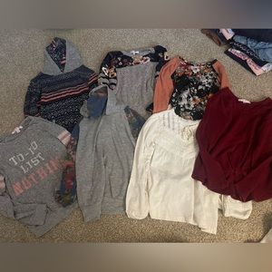 Girls moa moa small/medium girls long sleeve hoodie long sleeve top bundle lot